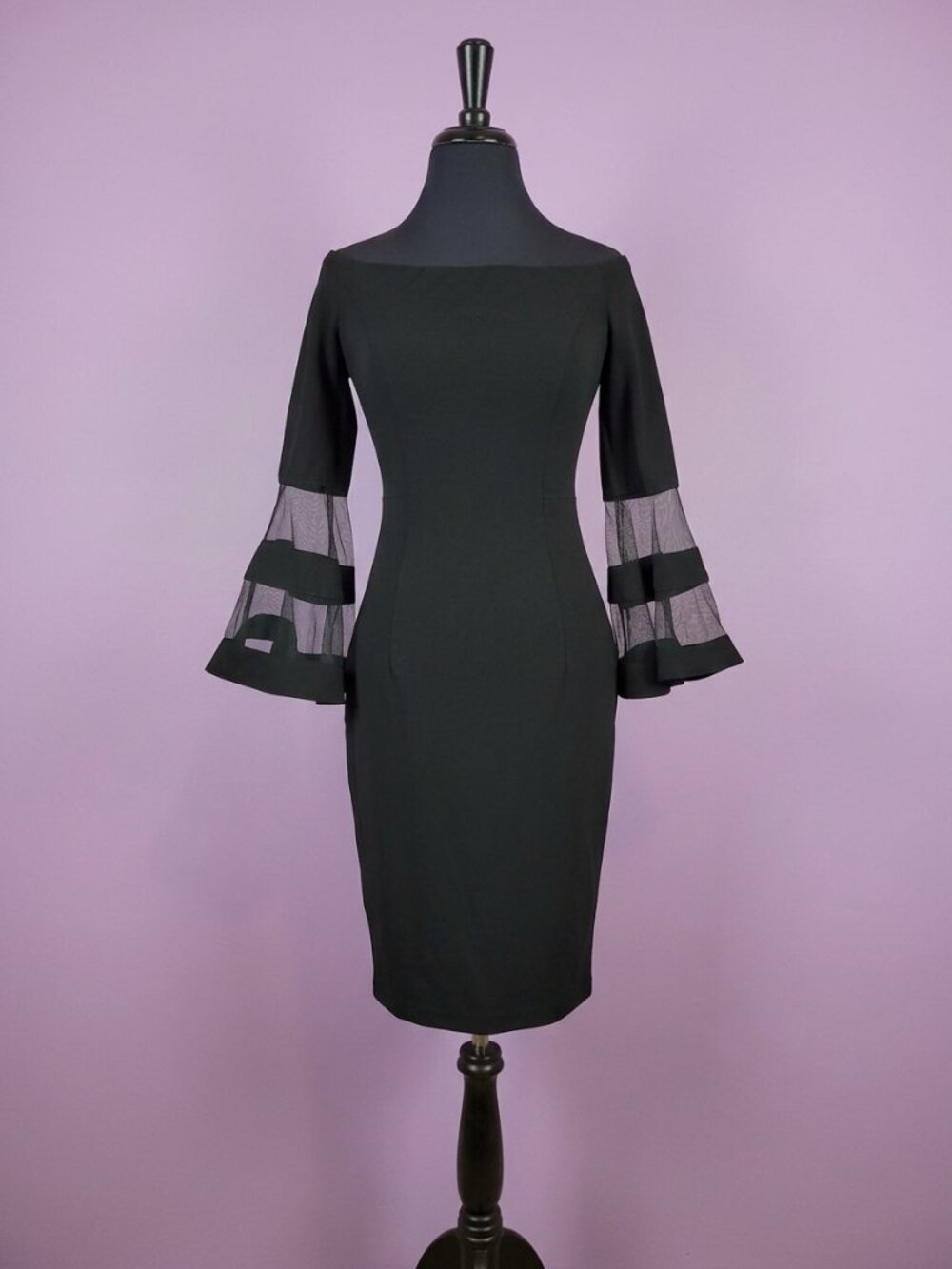 Premier Amour 3/4 length bell sleeve size 2 black dress